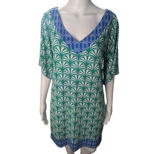 Tracy Negoshian Tunic Dress Womens Sz M Resort Wear Vacation Casual Coastal Chic
